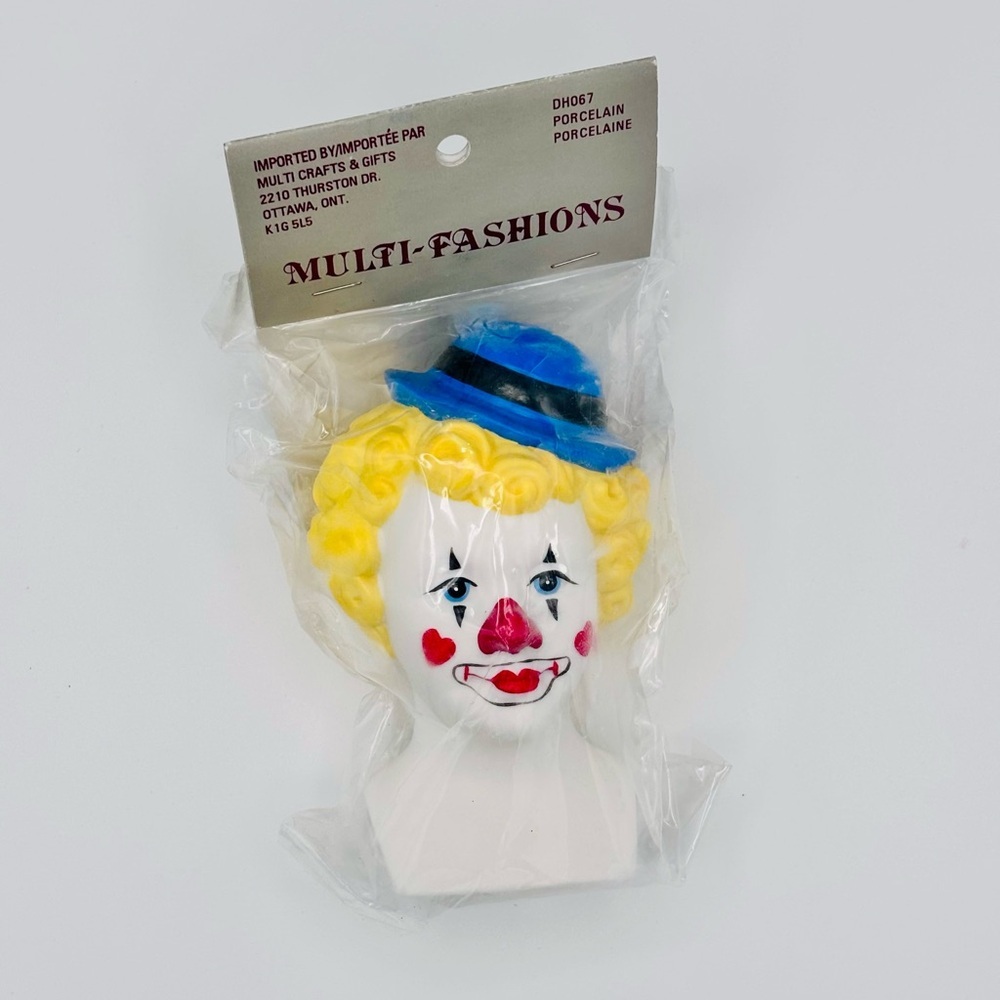 Vintage Multi Fashions Porcelain Clown Head Bust Taiwan